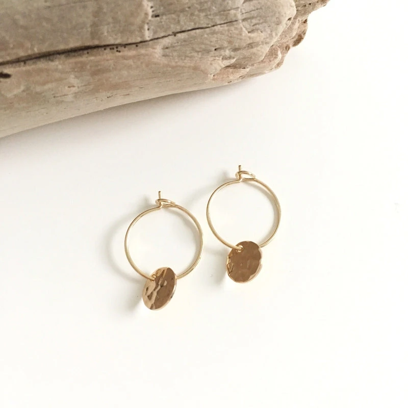 Créoles "Médaille" Martelée Plaqué Or