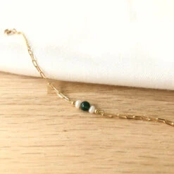 Bracelet "Isaure" Agate Mousse Plaqué Or