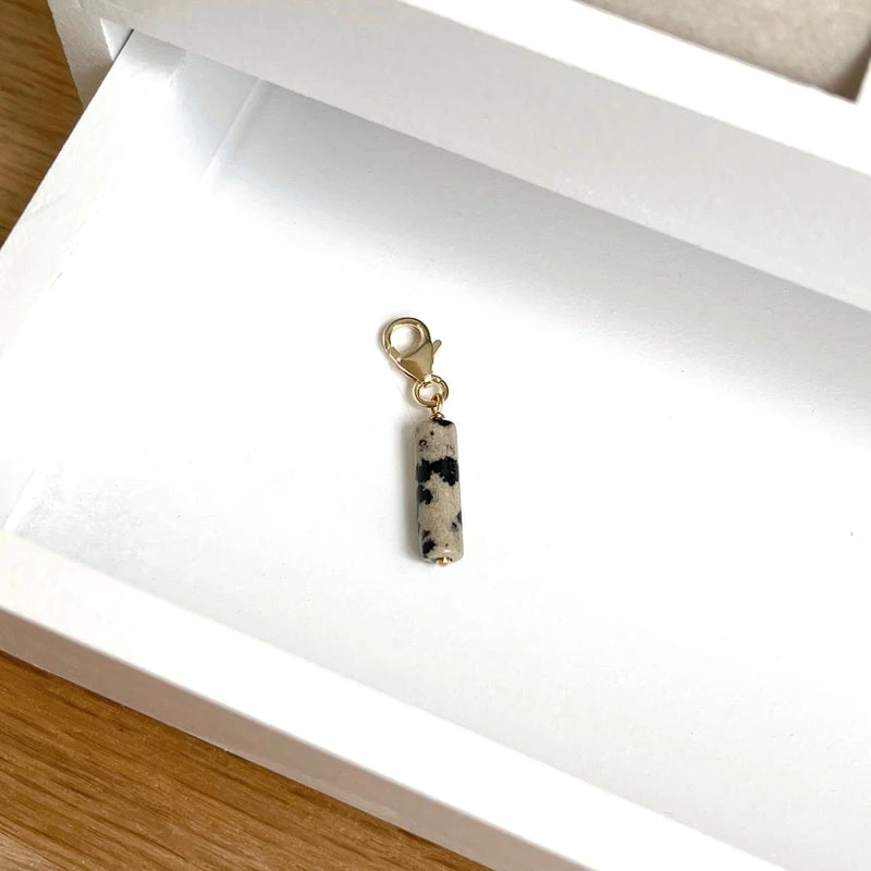 Charm "Jaspe Dalmatien" Plaqué Or