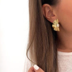 Boucles D'oreilles "Tarrin" Nacre Blanche Acier