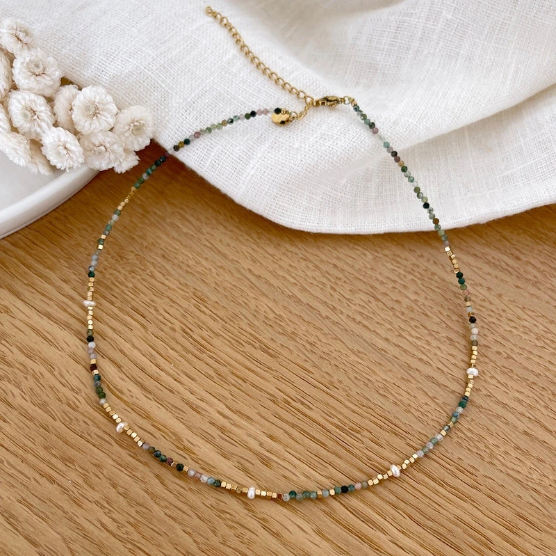 Collier "Wallis" Agate Indienne Acier – Image 2