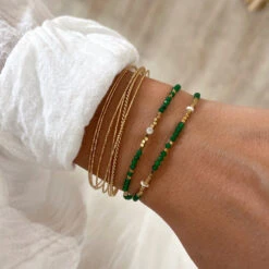 Bracelet "Wallis" Agate Verte Acier