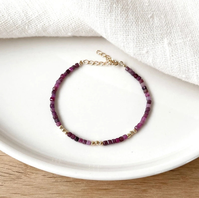 Bracelet "Hamin" Rubis Plaqué Or