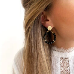 Boucles D'oreilles "Ophélie" Noir Acier