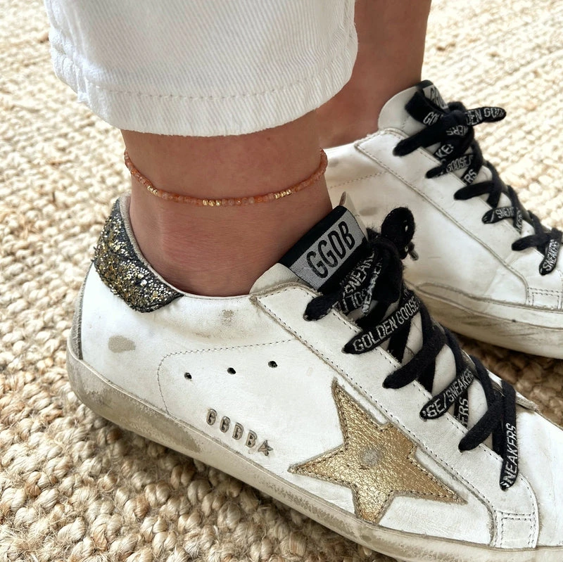 Chaîne De Cheville "Hamin" Pierre De Soleil Plaqué Or