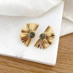 Boucles D'oreilles "Tarrin" Turquoise Africaine Acier