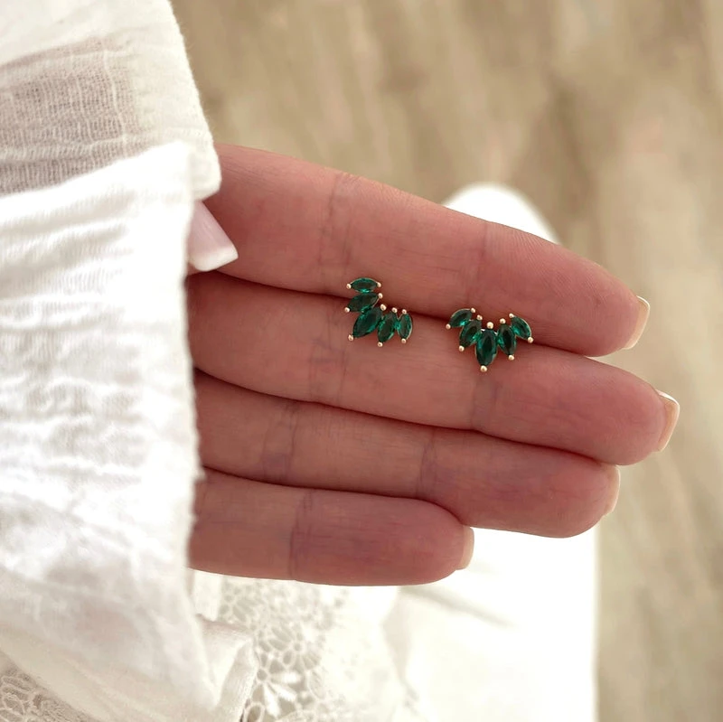 Boucles D'oreilles "Anissa" Vert Plaqué Or – Image 2