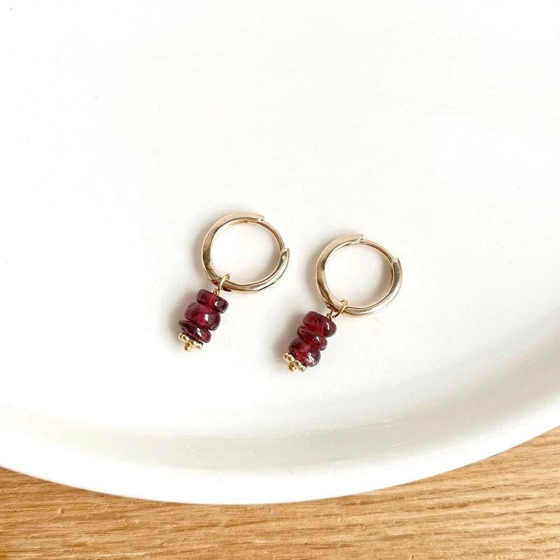 Créoles "Kaylia" Grenat Plaqué Or