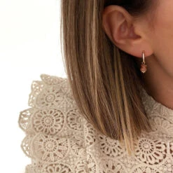 Créoles "Kaylia" Pierre De Soleil Plaqué Or